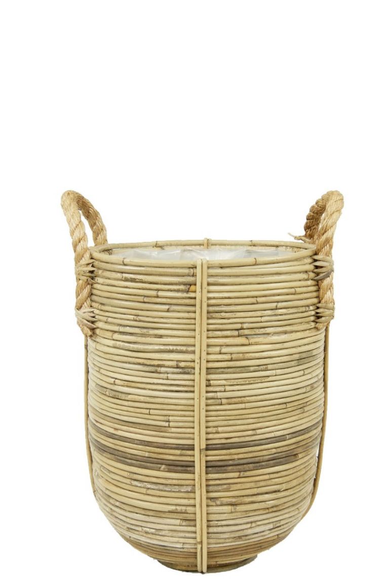  Drypot Rotan  Stripe Round Grey Natuurlijk 35 cm 